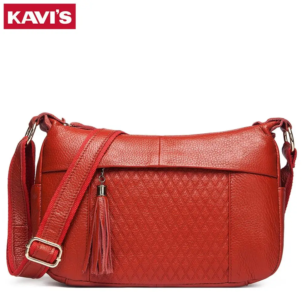 KAVIS genuine leather women shoulder bag female high quality messenger handbag lady designer high qualiity Brand crossbody