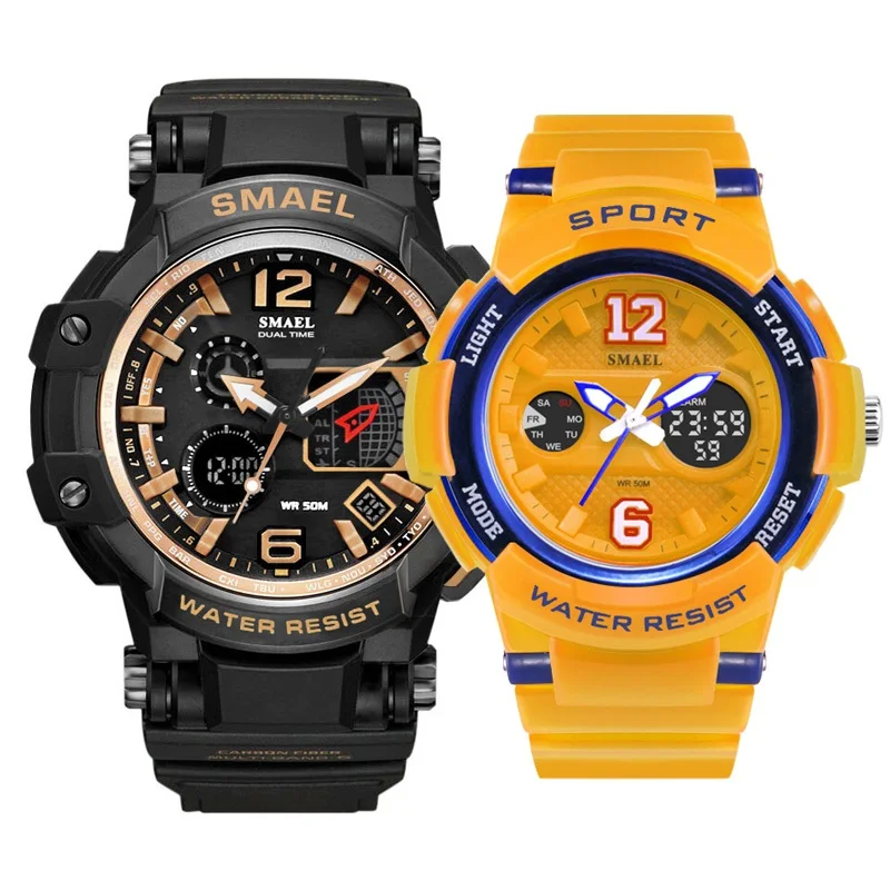 1509-1632Rosegold Набор парных спортивных часов модные SMAEL led наручные часы водонепроницаемые горячая Распродажа relógio masculino сопротивление 1509 1632 часы для м - Цвет: 1509-1632Rosegold