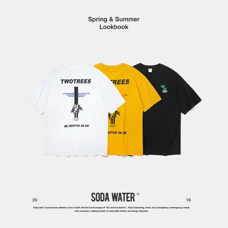 Футболка с принтом воды соды летняя хлопковая уличная футболка в стиле хип-хоп на