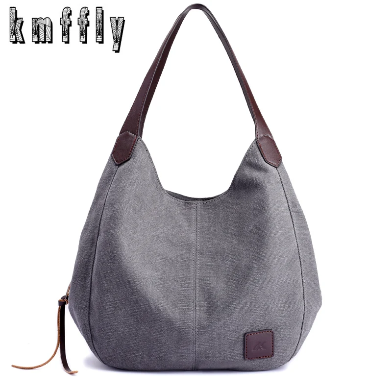 

2018 Women Canvas Handbags High Quality Female Hobos Shoulder Bags Vintage Solid Multi-pocket Ladies Large Capacity Totes Bolsas