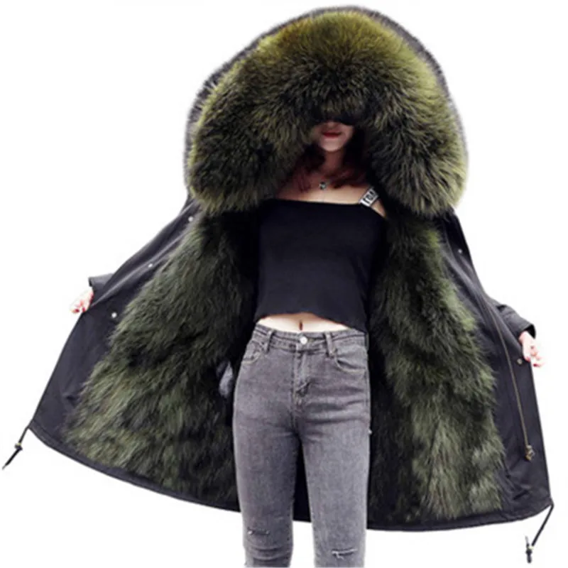 

2019 New Winter Scorpion Fox Fur Liner To Overcome Female Fur Coat Female Long Section Parker Women's Fur Coat 563