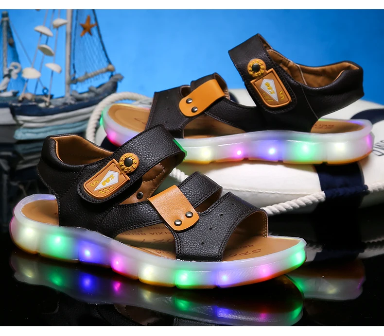 UncleJerry/Детские светящиеся сандалии модная пляжная обувь для девочек и женщин