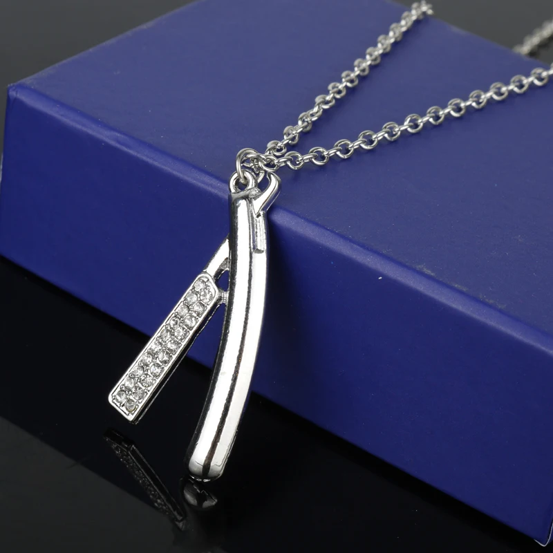 dongsheng New Hair Dresser Necklace Rhinestones Razor Pendant Barber Shop Cosmetologist Tool Hairdresser Gift -30 | Украшения и