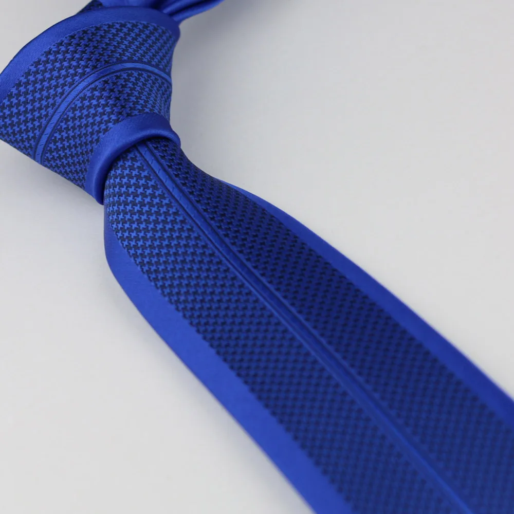 Мужской галстук для костюма новый дизайн Королевский синий с черной клеткой в