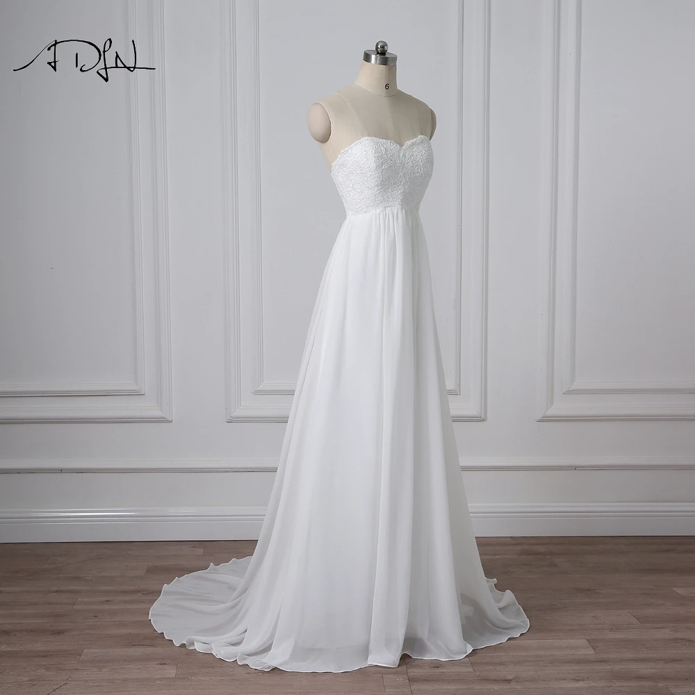 Простое шифоновое свадебное платье ADLN в стиле ампир реальные фотографии Милое