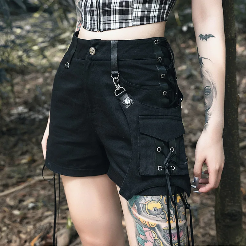 Женские шорты карго Liser с высокой талией и большим карманом в стиле панк