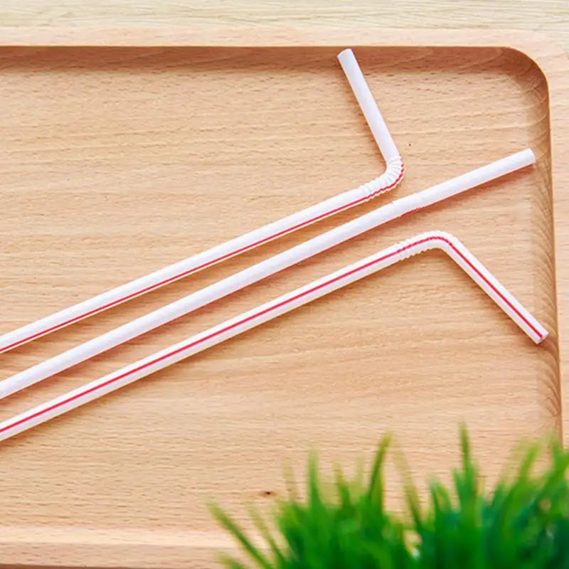 

200PCS Curved Plastic Drinking Straw Cocktail Lounge Wedding Birthday Party Special Summer Drinking Straws Ec