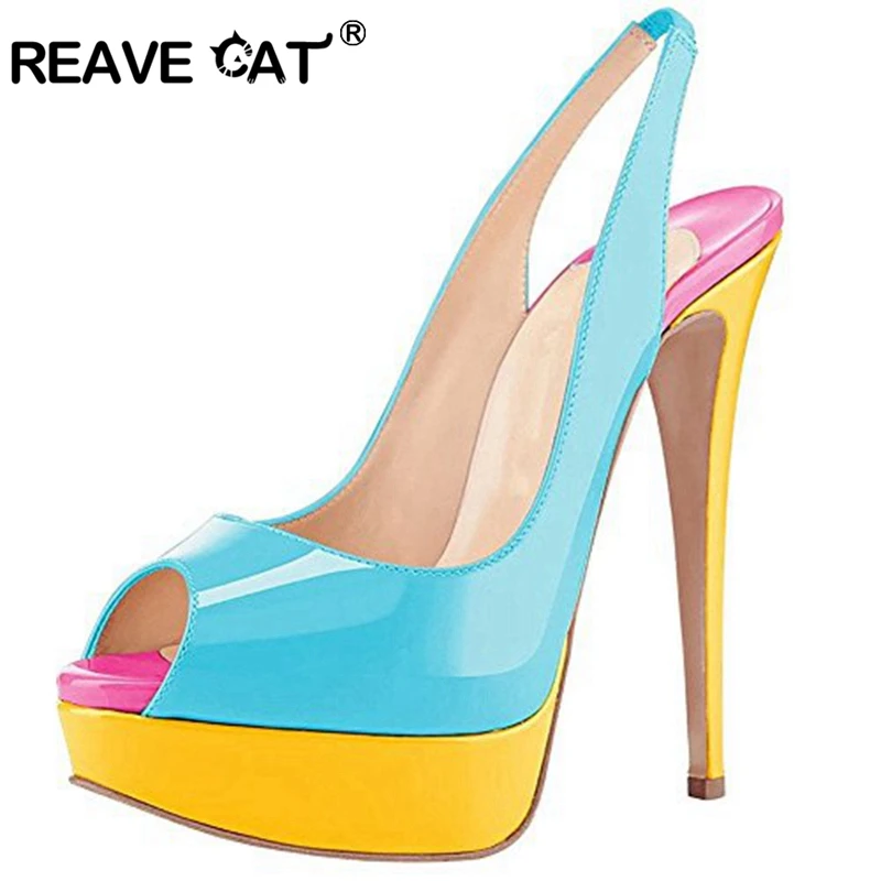 Женские туфли лодочки из лакированной кожи REAVE CAT летние на высоком каблуке и