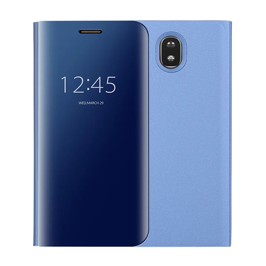 Чехол-книжка с зеркальным покрытием кожаный чехол для samsung Galaxy J7 Pro J5 J3 J 5 7 3 SM J730F J530F J330F SM-J330F SM-J530F чехол для телефона - Цвет: Blue
