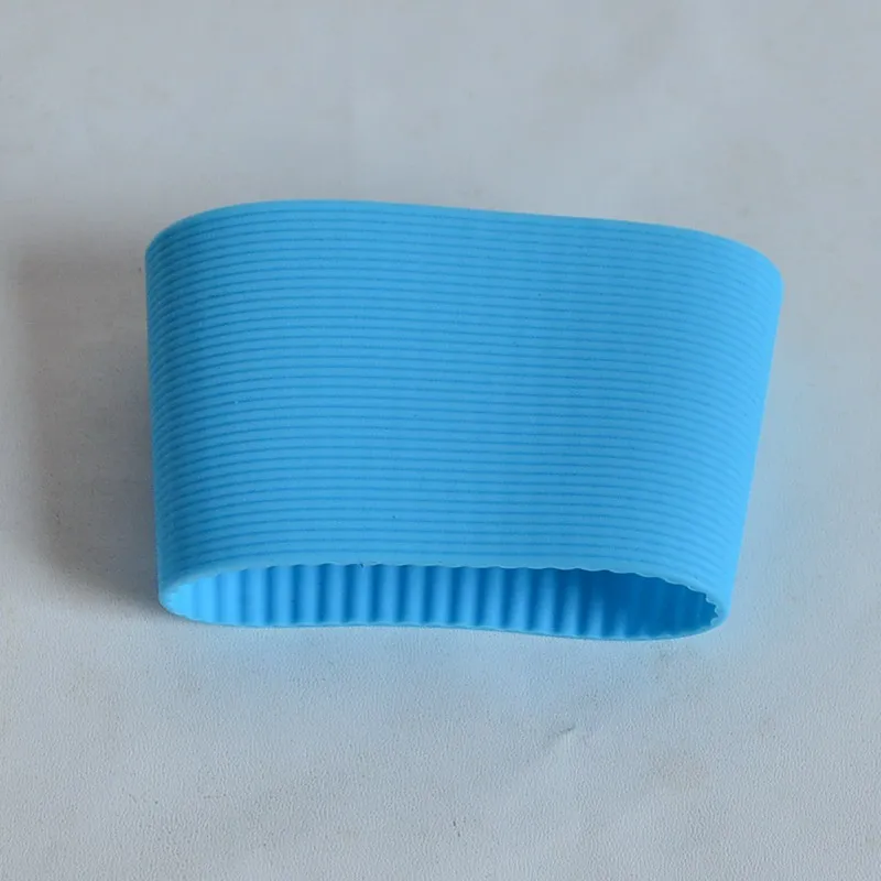 light blue Силиконовые втулки для кружек, керамические втулки для чашек в полоску и вертикальные зернистые втулки, теплоизоляционные втулки для поддержки оптом - Цвет: light blue
