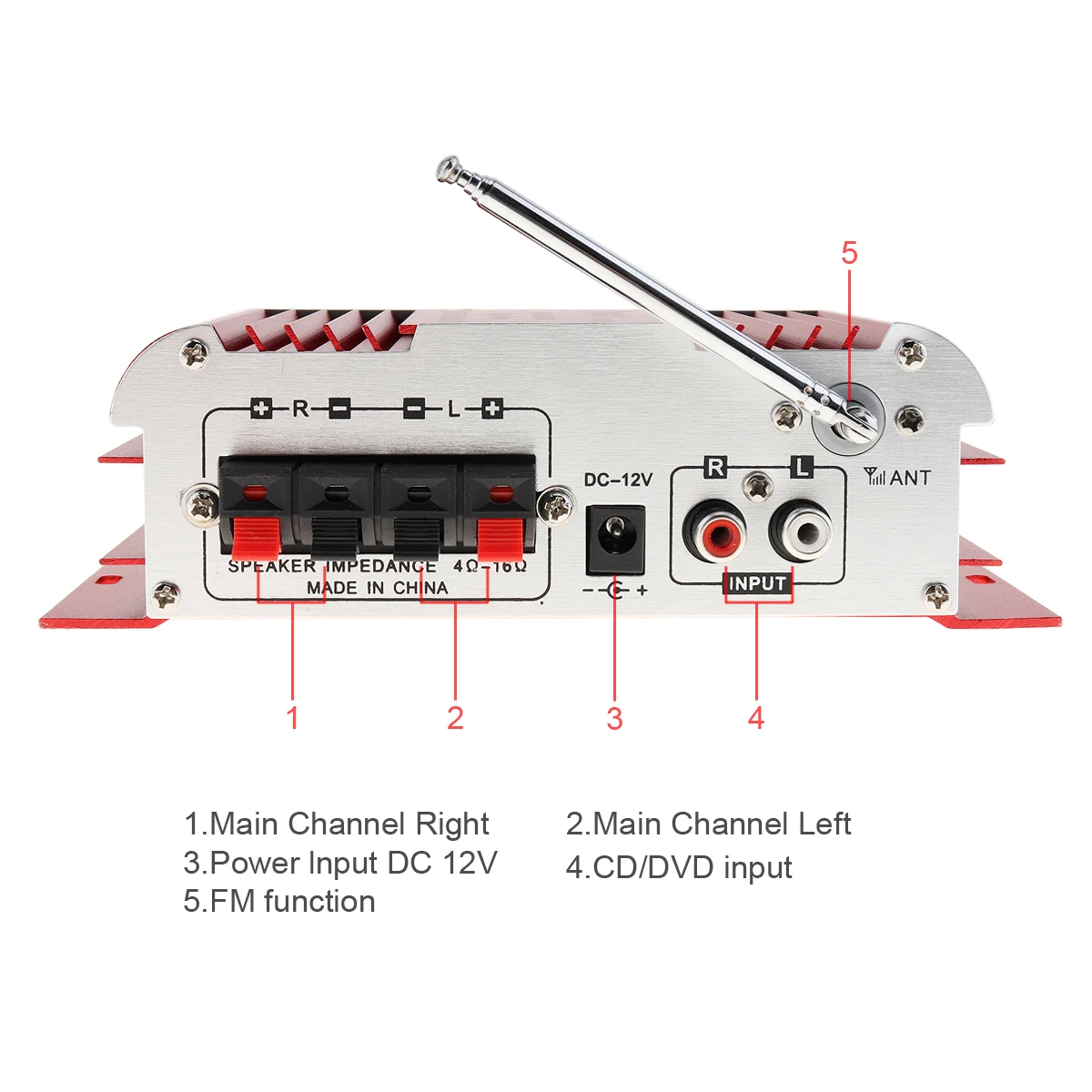12V Mini Hi-Fi Stereo Car Power Amplifier Digital Display Audio Music Player with Remote Control USB FM MP3 DVD For Cars Home | Автомобили