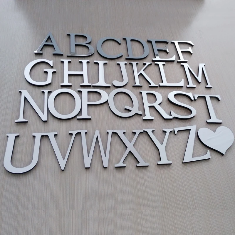 

hot sale new wall stickers acrylic mirrior 3d sticker decoration wedding love letters decorative Alphabet
