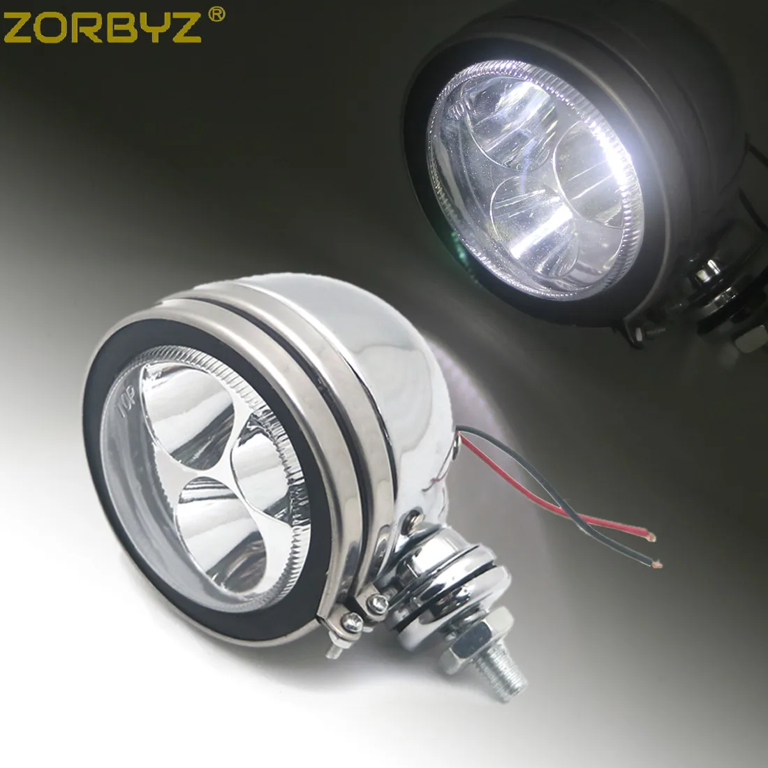 ZORBYZ мотоциклетная хромированная металлическая Ретро светодиодная фара дальнего