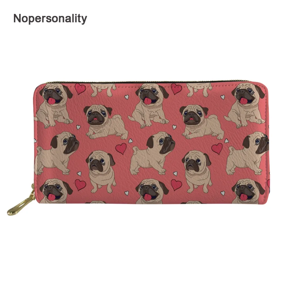 

Кожаные кошельки Nopersonality для женщин, милые дамские кредитницы с принтом розовых щенков, Мопсов, собак, клатч, сумочка для рук