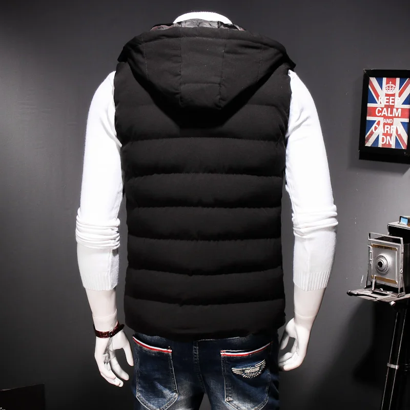 Зимняя мужская теплая безрукавка размера плюс 8XL 7XL хлопковая куртка с капюшоном