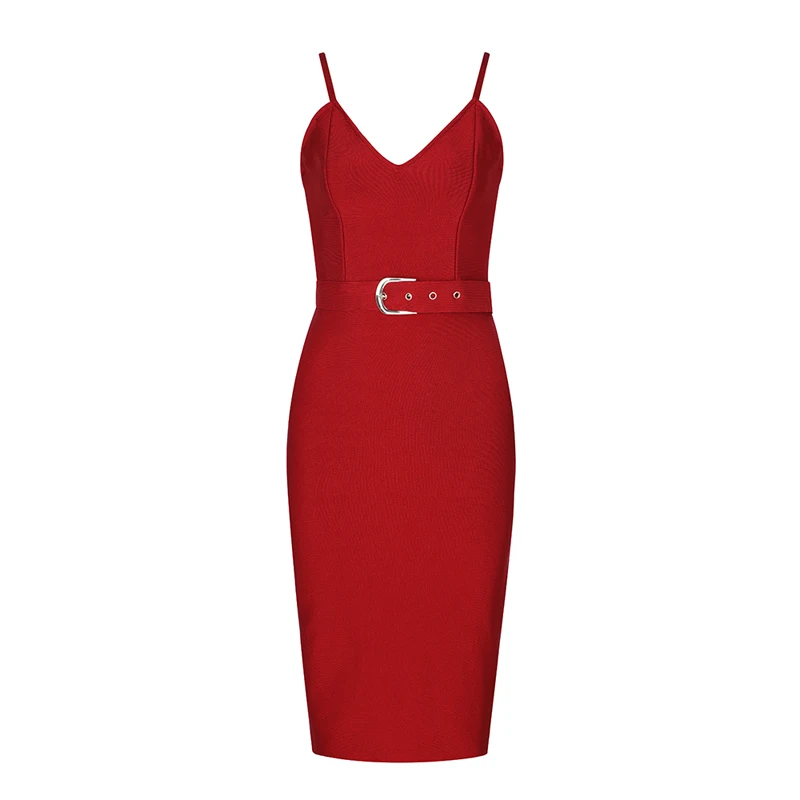 

New Arrival 2019 Fahion Black Solid V Neck Spaghetti Strap Women Dress With Sashes Belt Sleevele Summer Dress Celebrity Party