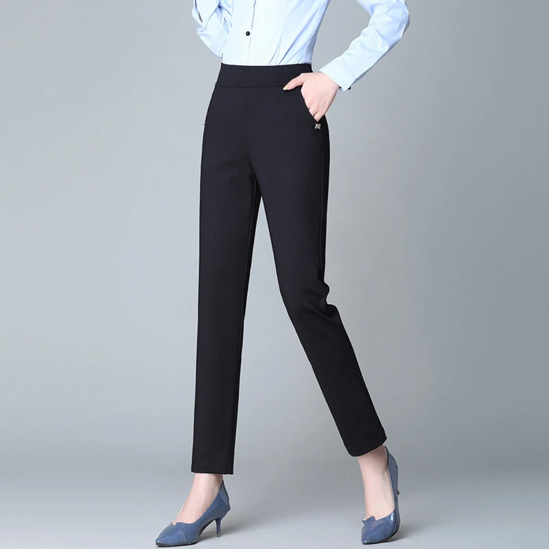 Женские эластичные узкие брюки с эластичной резинкой на талии Цвет черный