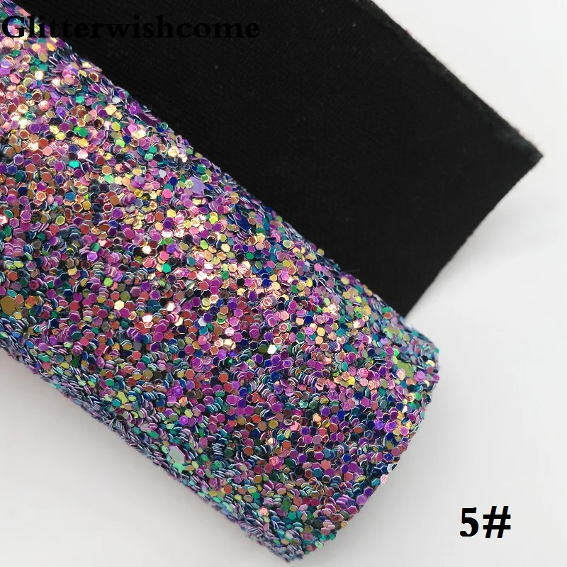 Glitterwishcome 30X134 см мини рулон синтетическая кожа, переливающийся ультра смешанный толстый блеск кожа ткань винил для луков, GM048 - Цвет: 5