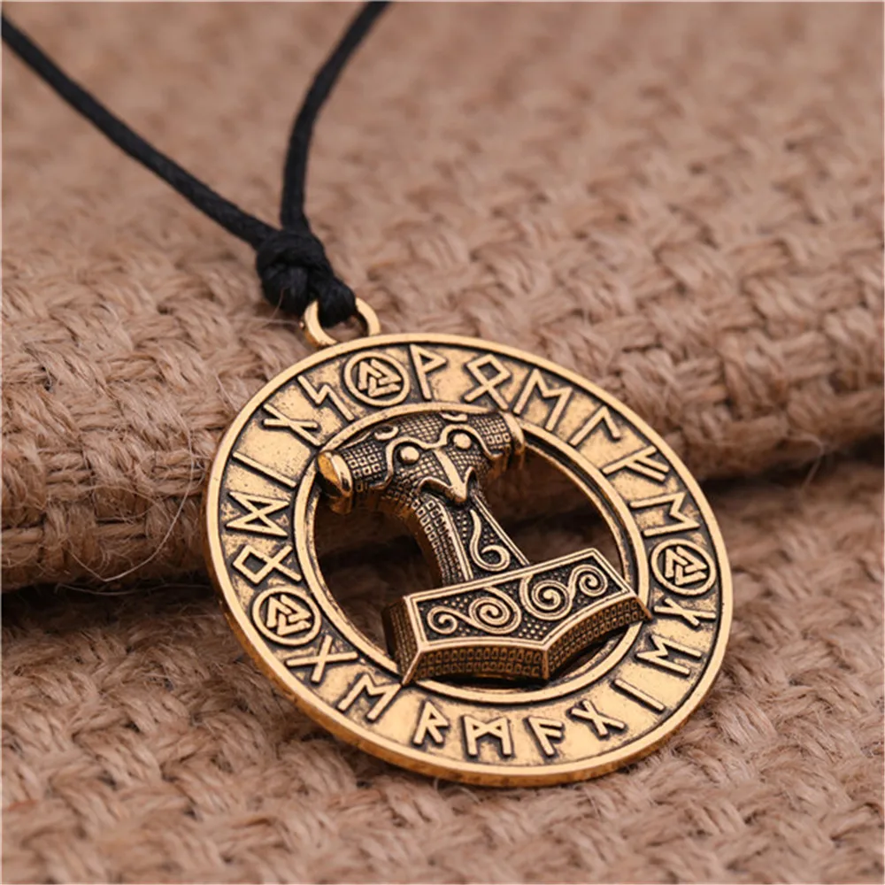 Женское и мужское колье с черной линией в скандинавском стиле|thor hammer|pendant jewelryjewelry
