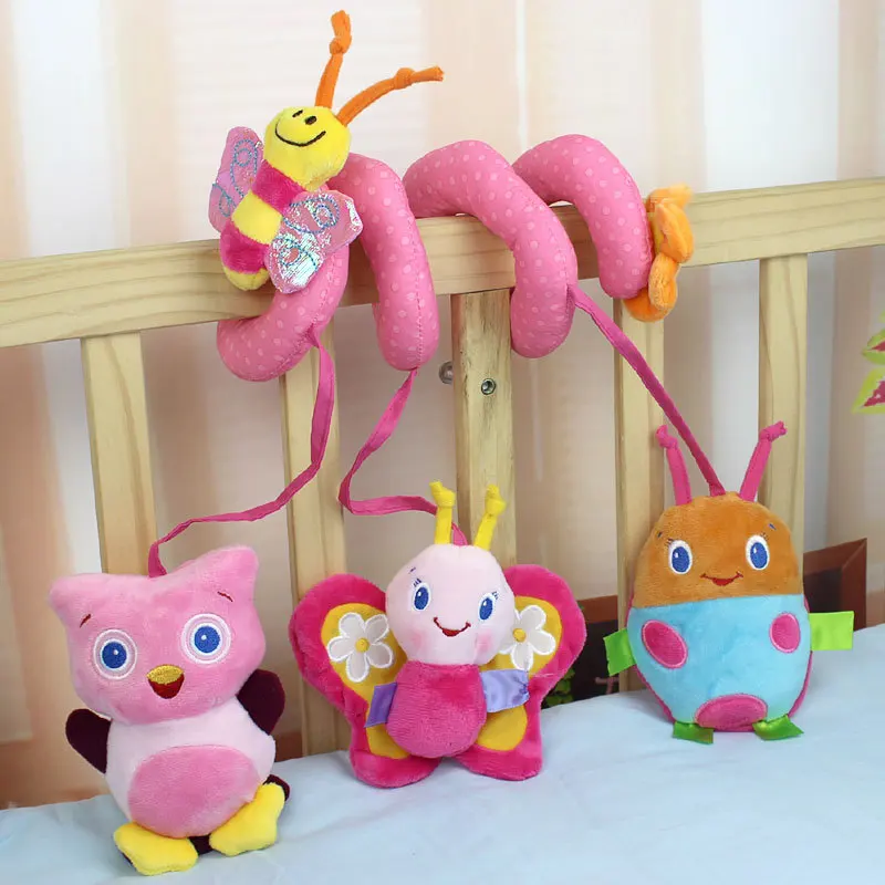 10PC Baby Rattle Stuffed Plush Doll Magic Mirror Musical Sound Car Bed hanging Toys Bell Ring Infant Elephant Lion Pink Butterf | Игрушки и