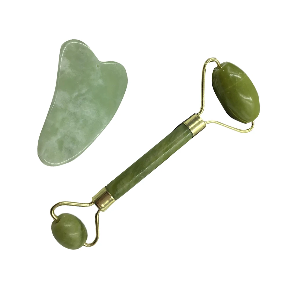 Нефрит для массажа лица 2 шт. ролик головы шеи природы красоты массажный камень