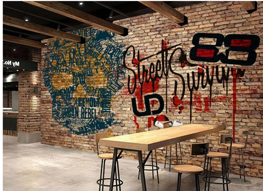 3D обои для гостиной с изображением кирпичной стены|custom wallpaper|wallpapers for living roommural