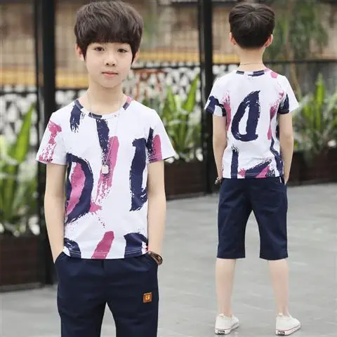 2019 Summer Boys Clothes Sport Suit Set Fashion Casual Short Sleeve O-neck Children's Clothing 2 Pieces T-Shirt + Pants |