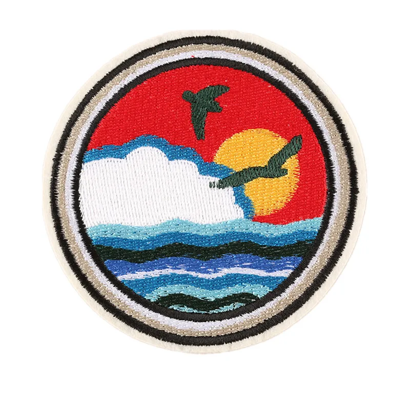 9 см вышивка патч солнце Морская Чайка пришить утюжок на нашивки вышитые значки