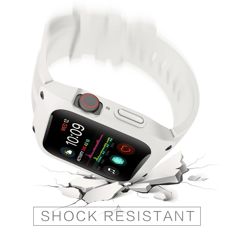 Спортивный силиконовый чехол для часов Apple Watch 44 мм ремешок браслета с защитной