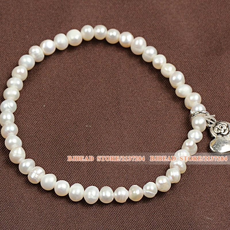 Простой элегантный стиль 4 5 мм натуральный белый пресноводный жемчуг