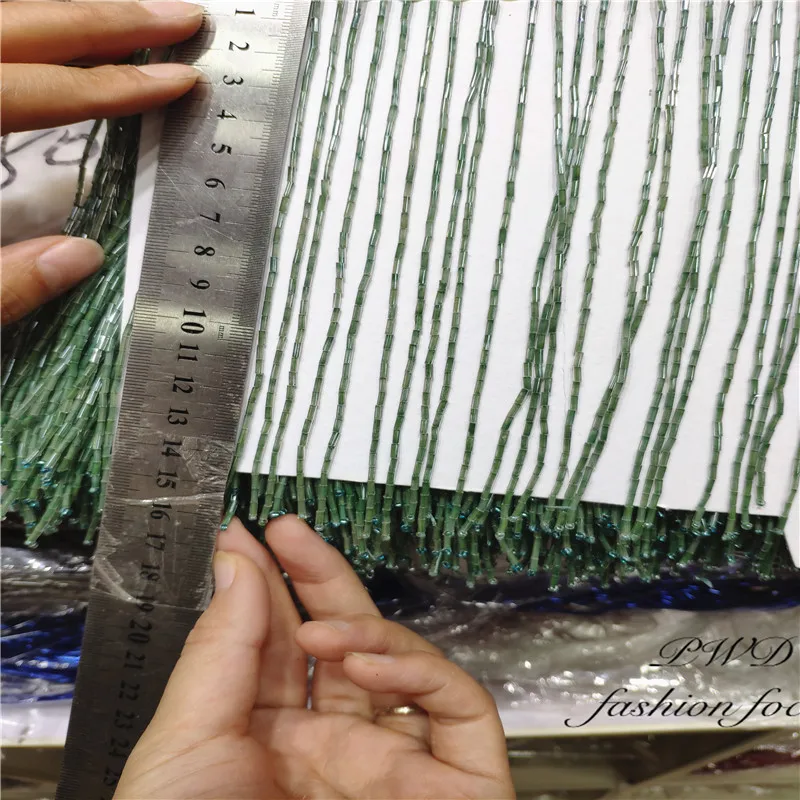 5 ярдов Изумрудный жемчуг зернистая отделка бахрома кружевная для штор/украшения