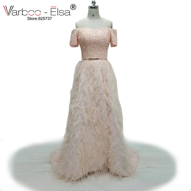 VARBOO_ELSA vestido de novia розовое сексуальное вечернее платье с вырезом лодочкой и