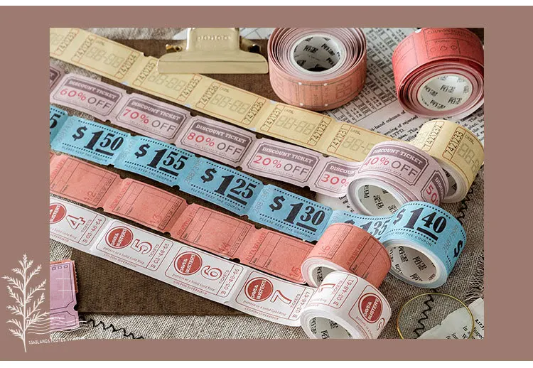 Винтажные билеты маскирующий скотч Набор 30 мм* 5 м DIY Deco поставки 12 вариантов дизайна смешанные