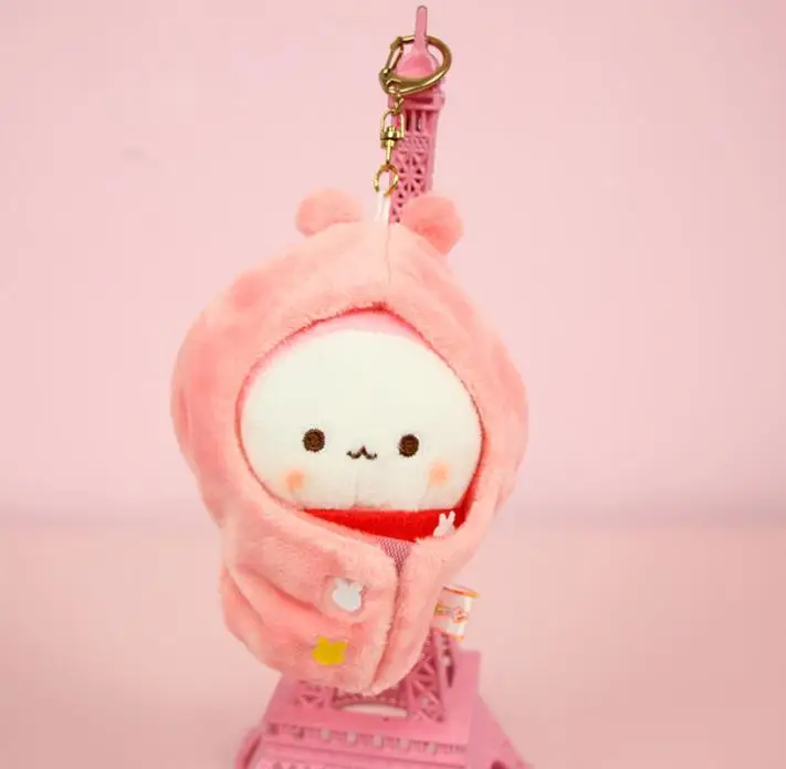 1 1 шт. Kawaii мультфильм младенческой стиль кролик меховой шарик-подвеска мультфильм плюшевые животные кукла игрушка брелок для детей подарок плюшевая игрушка - Цвет: 1