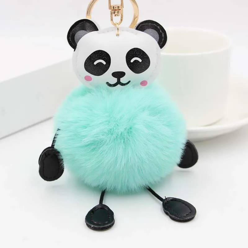 Прекрасный Panda пушистый искусственный кролик 8 см меховой шарик брелок держатель