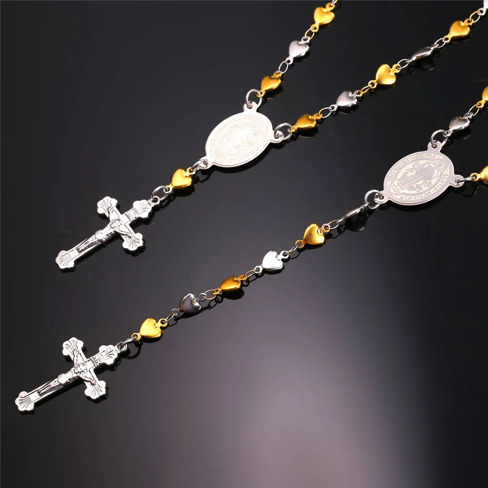 U7 Новые Женские Розария Крест Ожерелье Браслет Комплекты Ювелирных Изделий Из