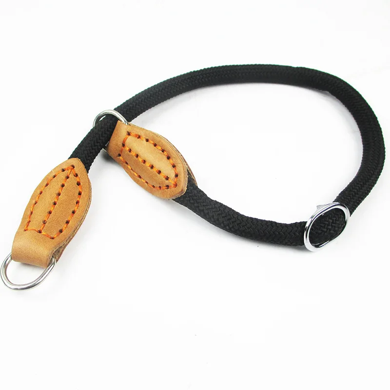 

Nylon P chain dog Collar Handmade leather pet Collars Comfortable adjustable dog neck chains For Small Medium dogs walking