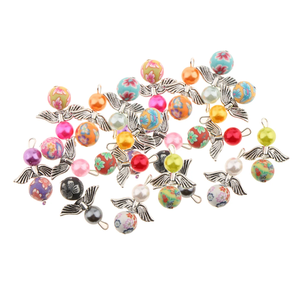 20 шт. Тибетский серебристый цвет Крылья Ангела жемчужные полимерные глиняные