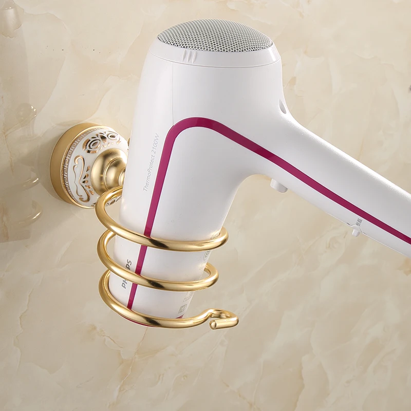 Полки для ванной комнаты золотые настенные полки фена в стойках и держателях фен