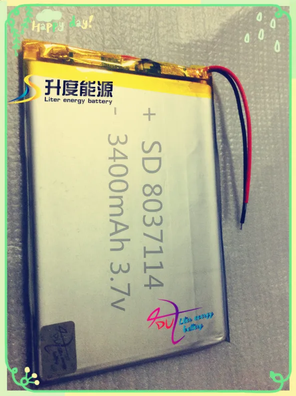 

SD Hot selling 3.7Vv li-ion rechargeable batteries 8037114 3400mAh