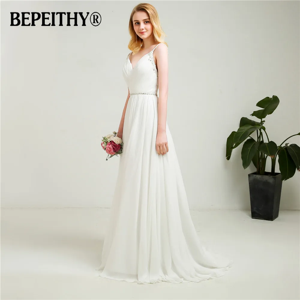 2021 Vestido De Novia шифоновые Свадебные платья с v образным вырезом и кристальным поясом