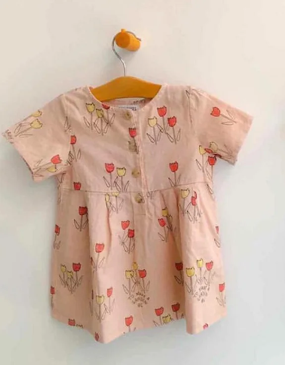 baby Pink flower Детские платья г.; летнее платье с принтом для девочек; Новая модная пляжная одежда для маленьких детей; высокое качество - Цвет: baby Pink flower