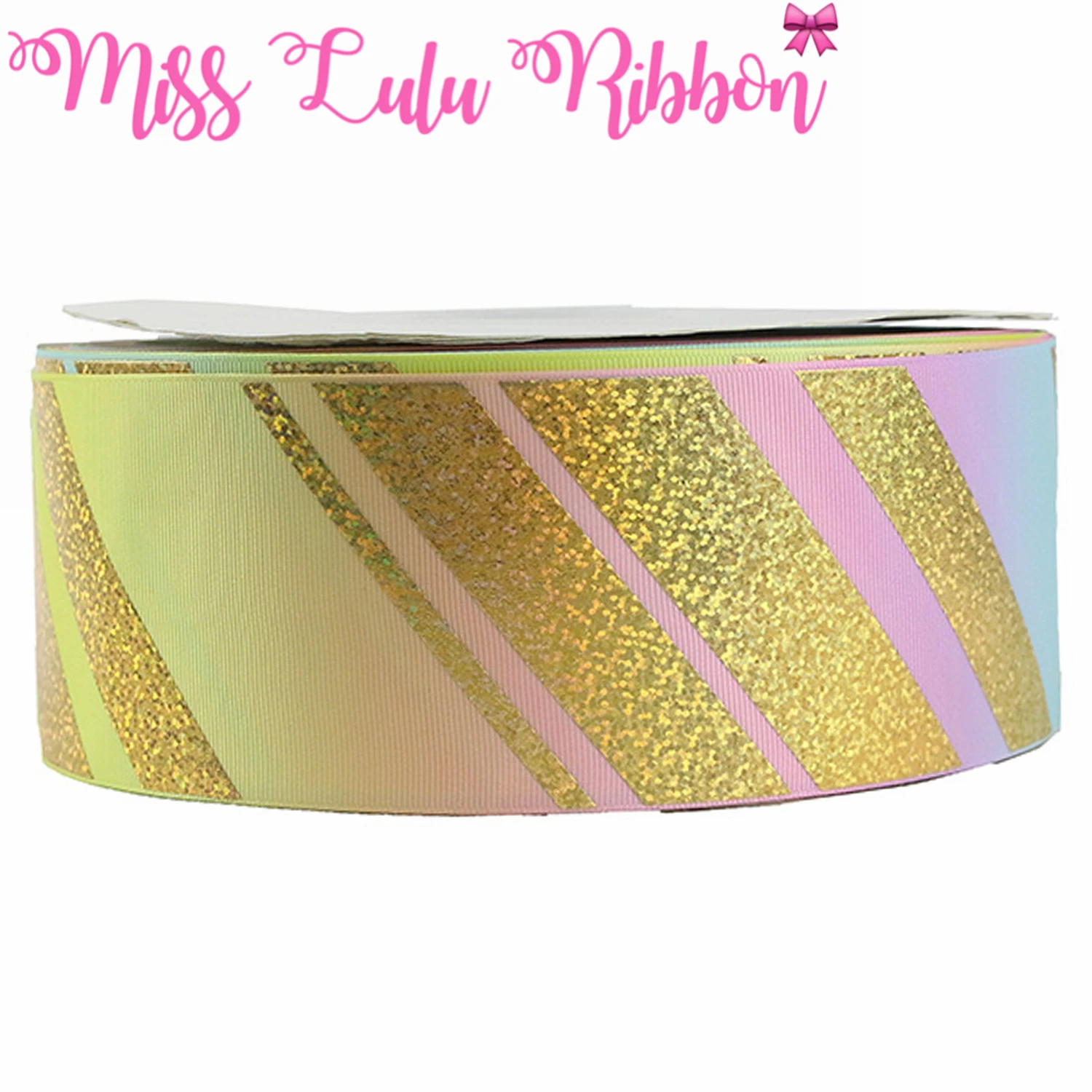 3 &quot75 мм Золотая голограмма Фольга полосы градиент цвета радуги корсажная лента