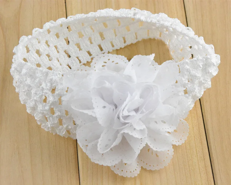 Акция 10 шт./лот шифоновая кружевная вязанная лента на голову с цветком платье для