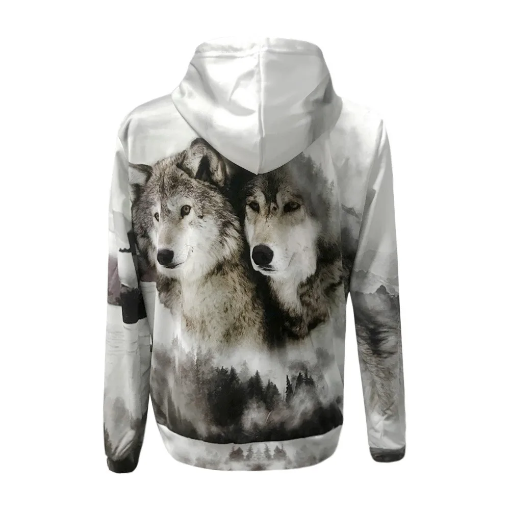 JAYCOSIN Snow Mountain Wolf Z толстовка с капюшоном и карманом 3D цифровая печать Мужская