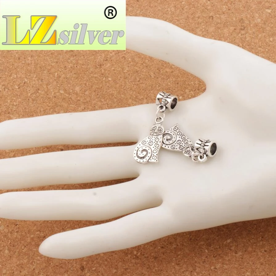 

Dots Swirl Fat Cat Big Hole Beads 80pcs zinc alloy Metal Dangle 12x33 mm Fit European Charm Bracelets B1158