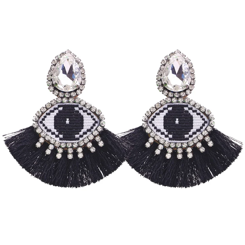 E1152 Black Sehuoran кисточкой кулон Za кисточкой серьги ручной работы смолы череп Pendientes массивные серьги-подвески большого размера подарки для - Окраска металла: E1152 Black