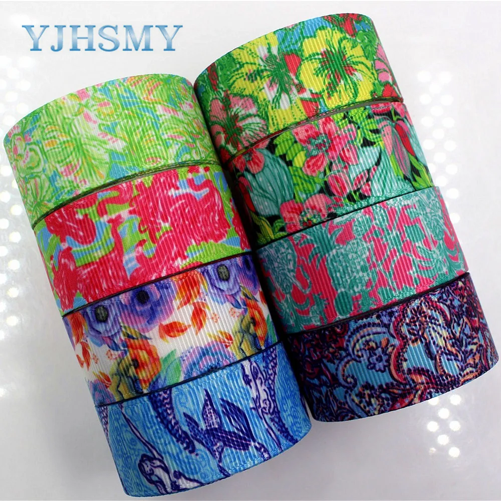 YJHSMY D-171208-448 10 ярдов 22 мм цветы напечатаны grosgrain ленты DIY ручной работы аксессуары