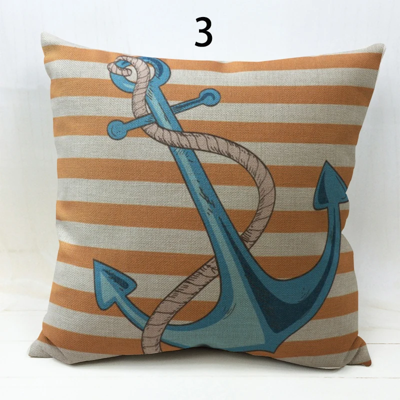 Декоративная подушка для дивана Матросская из хлопка и льна 18 дюймов квадратный