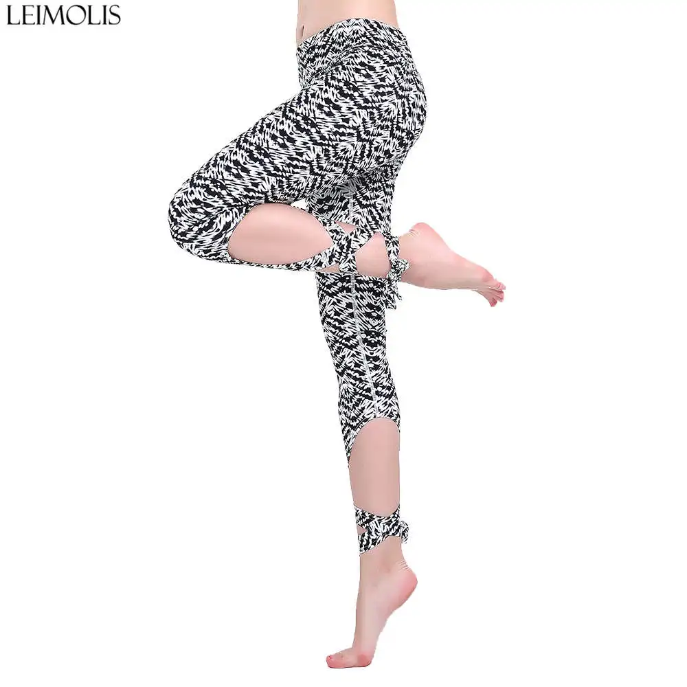 Женские леггинсы для фитнеса LEIMOLIS подлинные с высокой талией и бантом в стиле